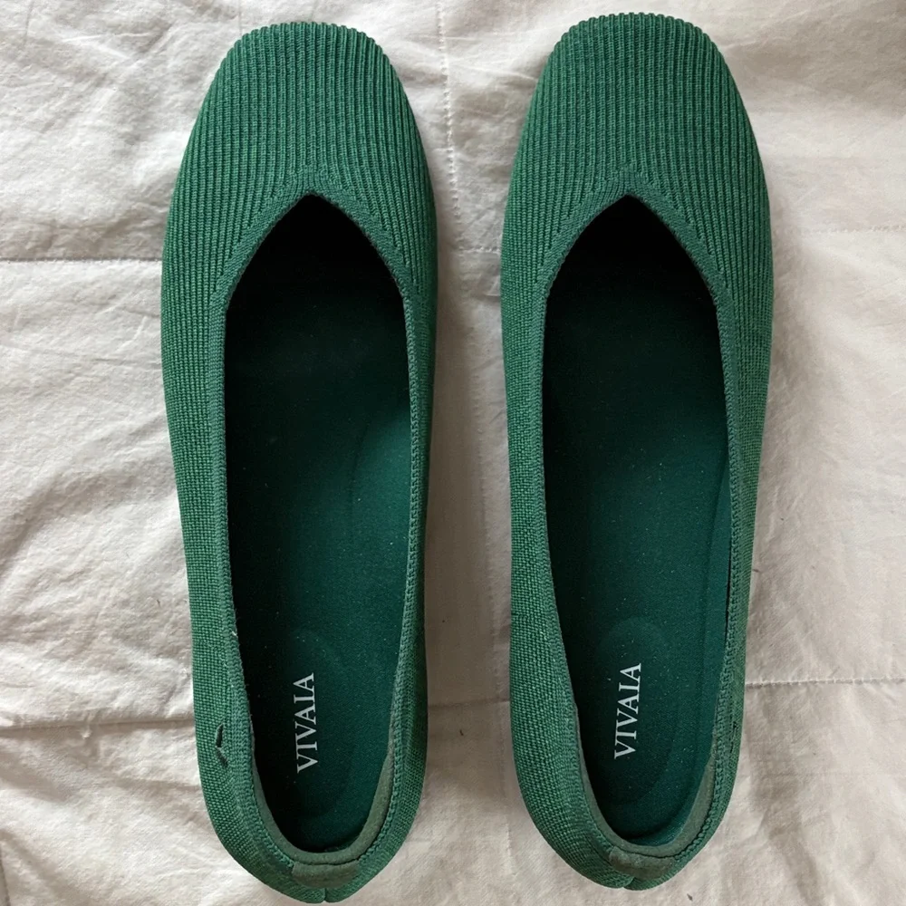 Vivaia Square Toe Margot V-Cut Woven Comfort Flats Forest Green Women EU 43 Wide - Picture 6 of 12